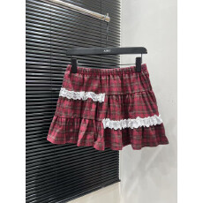 批发已出大货  2026春季新款时尚<b class='q'>百搭</b>高腰显瘦减龄格子蕾丝半身裙女