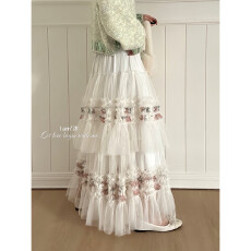 批发已出大货  26年早春法式复古艺术感晕染木耳花边大裙摆仙仙半身裙