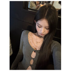 批发已出大货 假两件蕾丝<b class='q'>针织衫</b>女修身长袖T恤内搭打底上衣2026春季