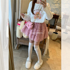 批发已出大货 韩国蓬蓬网纱木耳边层层蛋糕裙松紧腰短裙半身裙女春季