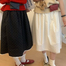 批发已出大货 2026早春新款高腰显瘦设计感松紧腰波点半身裙女小个子