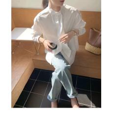 批发白色飘带开衫<b class='q'>长袖</b>衬衣女2026春季新款超好看宽松休闲小众显瘦上衣