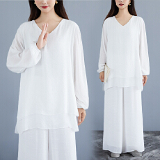 批发实拍 禅修服女打坐拜佛仙气疗愈禅服套装禅意佛系高端女装居士服