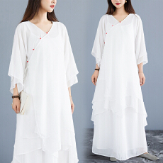 批发实拍 佛系居士服白色仙气中国风飘逸禅舞服禅意茶服女素衣三件套