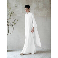 批发非实拍 三件套 春装国风禅意茶服宽松斜襟立领长衫套装