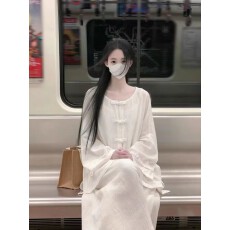 批发非实拍  新中式国风套装女装禅意茶服高级感白色盘扣上衣3件套