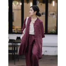 批发修行禅服佛系禅意素衣套装中式苎麻两件套斜襟居士服禅修服