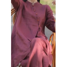 批发修行禅服佛系禅意素衣套装中式苎麻两件套斜襟居士服禅修服