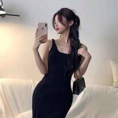 批发高级感针织背心<b class='q'>连衣裙</b>女装2026夏季修身显瘦无袖打底中长款吊带裙