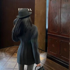 批发区区欧阳gv*c冷都女羊毛翻领沙漏腰西装双排扣上衣女毛呢外套