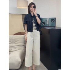 批发2025<b class='q'>夏</b>季新款牛仔短袖薄款衬衫女高级感显瘦显高时尚百搭短款上衣