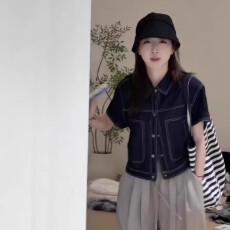 批发水洗棉薄款短袖牛仔外套女2025<b class='q'>夏</b>季新款韩版超好看小个子衬衫上衣