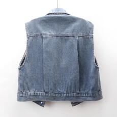 批发2025春夏季新款百搭无袖<b class='q'>牛仔</b><b class='q'>马甲</b>女士短款外搭小<b class='q'>背心</b>坎肩上衣夹克