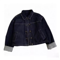 批发袖口拼接水洗夹棉<b class='q'>牛仔</b>棉服外套女秋冬季新款小个子加厚休闲上衣潮