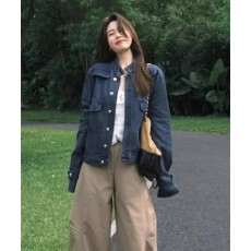 批发独特漂亮老钱风蓝色牛仔外套女士早<b class='q'>秋</b>冬季2025新款设计感宽松上衣