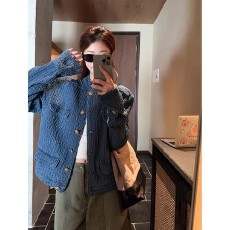 批发2025秋季<b class='q'>新款</b>复古立领肌理感时尚百搭气质长袖<b class='q'>夹克</b>牛仔外套上衣女