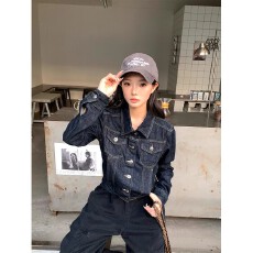 批发美式复古解构质感牛仔外套宽松廓形修身显瘦工装夹克女