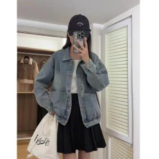 批发复古牛仔外套女<b class='q'>春</b>秋季新款韩版慵懒风宽松减龄大口袋休闲上衣夹克
