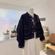 批发复古牛仔外套女<b class='q'>春</b>秋2025新款韩系超火小个子短款机车服休闲上衣潮
