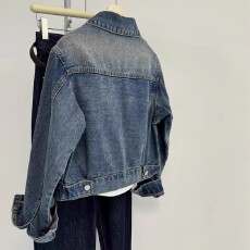 批发复古蓝色牛仔外套女春秋2025新款港风小个子宽松显瘦短款夹克上衣