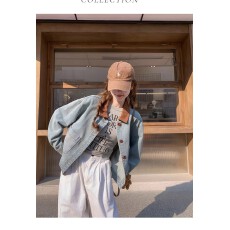 批发港味复古小个子牛仔外套女高级感2026春季新款<b class='q'>百搭</b>休闲学院风夹克