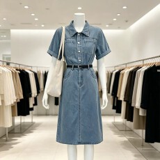 批发【线下实体店<b class='q'>同款</b>】大码女装2026夏季新款复古港味时尚牛仔<b class='q'>连衣裙</b>