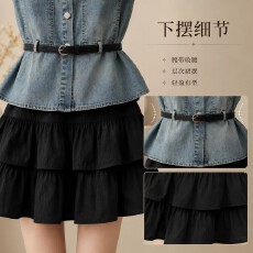批发韩系辣妹收腰牛仔马甲女夏季显瘦小个子