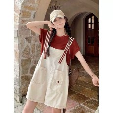 批发孕妇装夏季<b class='q'>套装</b>2026新款孕期不显怀高级短袖背带裤法式穿搭一整套