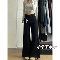 批发小个子<b class='q'>黑色</b>裤子美式不贴腿喇叭裤<b class='q'>牛仔裤</b><b class='q'>女</b>款秋季新款宽松直筒长裤