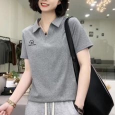 批发纯棉<b class='q'>夏</b>季百搭柔软舒适高级感POLO衫短袖新款时尚洋气减龄穿搭T恤