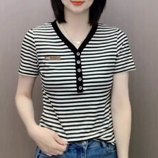 批发时尚百搭短袖T恤女夏季新款洋气休闲显瘦舒适透气柔软亲肤上衣潮