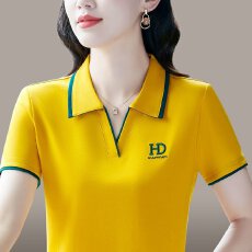 批发纯棉2026新款小众设计拼接撞色翻领短袖夏季百搭时尚洋气减龄T恤