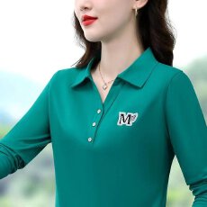 批发纯棉潮流时尚小众设计感绣花POLO上衣<b class='q'>秋</b>季百搭洋气高品质翻领长袖