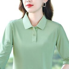 批发纯棉洋气时尚小众设计感格纹翻领上衣<b class='q'>秋</b>季百搭简约气质POLO衫长袖