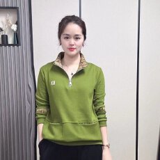 批发纯棉女士百搭时尚拼接翻领显瘦上衣<b class='q'>秋</b>季新款简约休闲拉链立领长袖