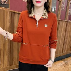批发纯棉新款百搭设计拉链立领上衣2025<b class='q'>秋</b>季洋气时髦拼接撞色翻领长袖