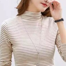 批发【280克阳离子德绒冬季装德绒条纹打底长袖秋衣时尚内搭修身上衣