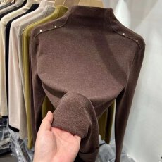 批发【280克双面德绒洋气<b class='q'>时尚</b>纯色长袖打底衫冬季百搭保暖半高领上衣