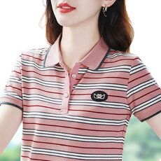 批发【棉95氨纶5】夏装短袖2026新款洋气翻领中年妈妈体恤衫减龄上衣T