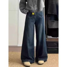 批发高个子加长复古水洗阔腿牛仔裤女慵懒风百搭垂感宽松高腰拖地裤<b class='q'>夏</b>