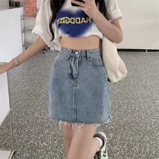 批发不规则牛仔短裙半身裙女<b class='q'>夏</b>季2025年新款裙子高腰显瘦a字裙包臀裙