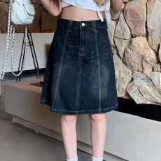 批发显瘦百搭牛仔五分裙2026年<b class='q'>夏</b>季新款女宽松复古高腰显瘦设计a字裙