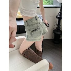 批发实拍牛仔短裤女<b class='q'>夏</b>季高腰辣妹小个子女团热裤紧身新款包臀裤