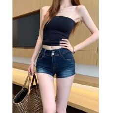 批发小个子美式辣妹性感牛仔短裤女<b class='q'>夏</b>季低腰包臀裤子直筒显瘦a字热裤