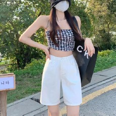 批发白色牛仔短裤女2026年<b class='q'>夏</b>季新款高腰显瘦宽松港风chic阔腿五分裤潮