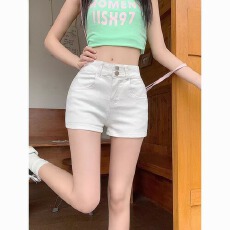 批发小个子辣妹白色低腰牛仔短裤女2026<b class='q'>夏</b>季弹力显瘦百搭包臀热裤