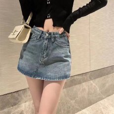 批发辣妹防走光牛仔半身裙女新款胖mm大码高腰a字裙网红爆款短裤裙子