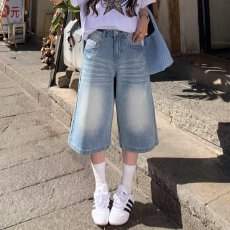 批发橘子树在哪儿美式复古猫须牛仔八分裤女夏季阔腿宽松直筒显瘦裤子