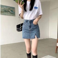 批发新款半身裙高腰a字裙辣妹包臀开叉裙子ins潮
