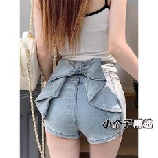 批发小个子立体蝴蝶结牛仔短裤女2026夏季新款设计感<b class='q'>高腰</b>百搭显瘦热裤